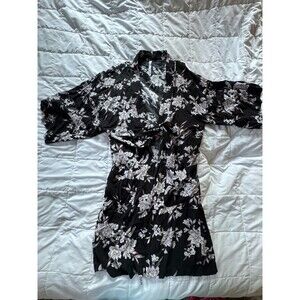 Spiritual Gangster Maya Kimono Robe OS Floral Black White Cover Up Duster Beach